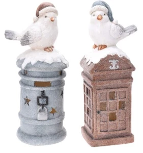 Christmas Decor Bird On Postbox With Snow Led Large 45cm Ornament - Picture 1 of 10