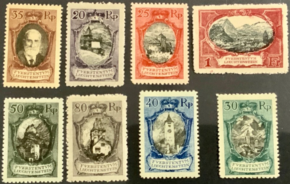 [OOS] Liechtenstein #Mi53-Mi60 Mint 1921 Vaduz Church Castle [62-69] - Image 1 of 1