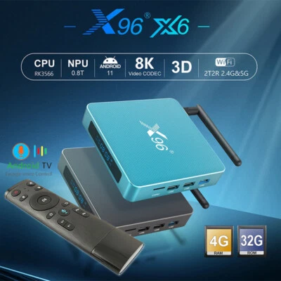Android X96-X6 32GB Bluetooth Dual WiFi 5G 8K Media Streaming TV Box Antenna - Image 1 of 4