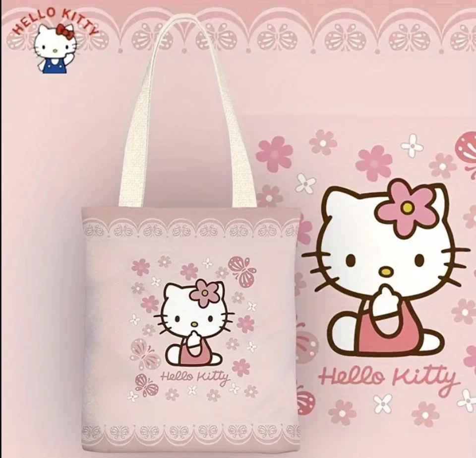 Bolso de hombro de lona Hello Kitty - rosa Shopper para trabajo, viajes, senderismo Foto 1 de 1