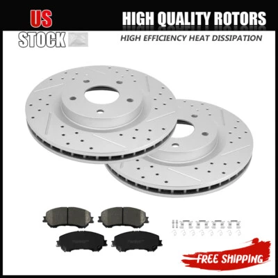 前钻转子 + 陶瓷刹车片适用于 2014 2015 2016 年 2016 年日产 Rogue — 第 1/4 张图片