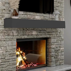 66" Floating Mantel Shelf - Modern White Fireplace Mantel with Matte Lacquer Fin - Picture 1 of 12