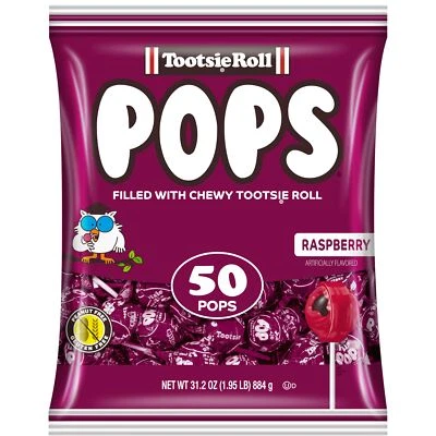 Bolsa Tootsie Pops Sabor Único - Piruletas Sabor Frambuesa con Chocolate... Foto 1 de 4
