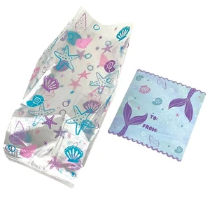 60Ct Seashell Clear Treat Bag Kit Party Favor Bags 5 x 11 inch - Picture 1 of 7