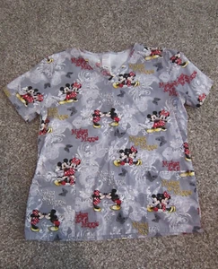 GRIS DISNEY MICKEY & MINNIE MOUSE MUJER EXFOLIANTE TOP L SUAVEMENTE USADO - Imagen 1 de 6