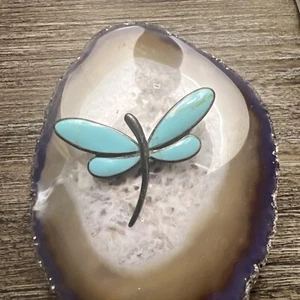 Broche/colgante vintage libélula turquesa plata esterlina turquesa - Imagen 1 de 12