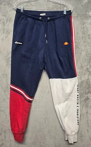 Ellesse Sweatpants Mens Medium Red White Blue Jogger Drawstring Elastic Waist - Picture 1 of 19