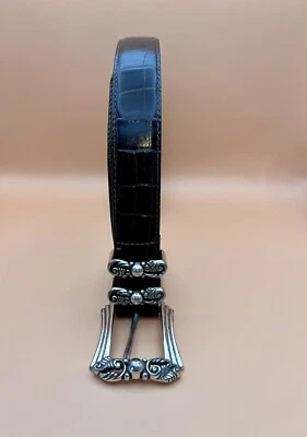 Cinturón Brighton Cuero Reptil Estampado A3165 Hebilla de Metal 34” 7/8 pulgadas W Foto 1 de 4