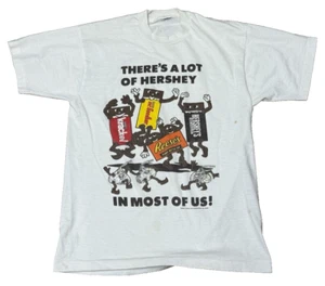 Vintage 80s Hershey's Candy Single Stitch T-Shirt Size Large, Chocolate Kisses - Picture 1 of 10