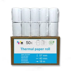 50 bobines de papier thermique pour terminal carte bleue - Dimension 57 x 40 ... - Photo 1/9