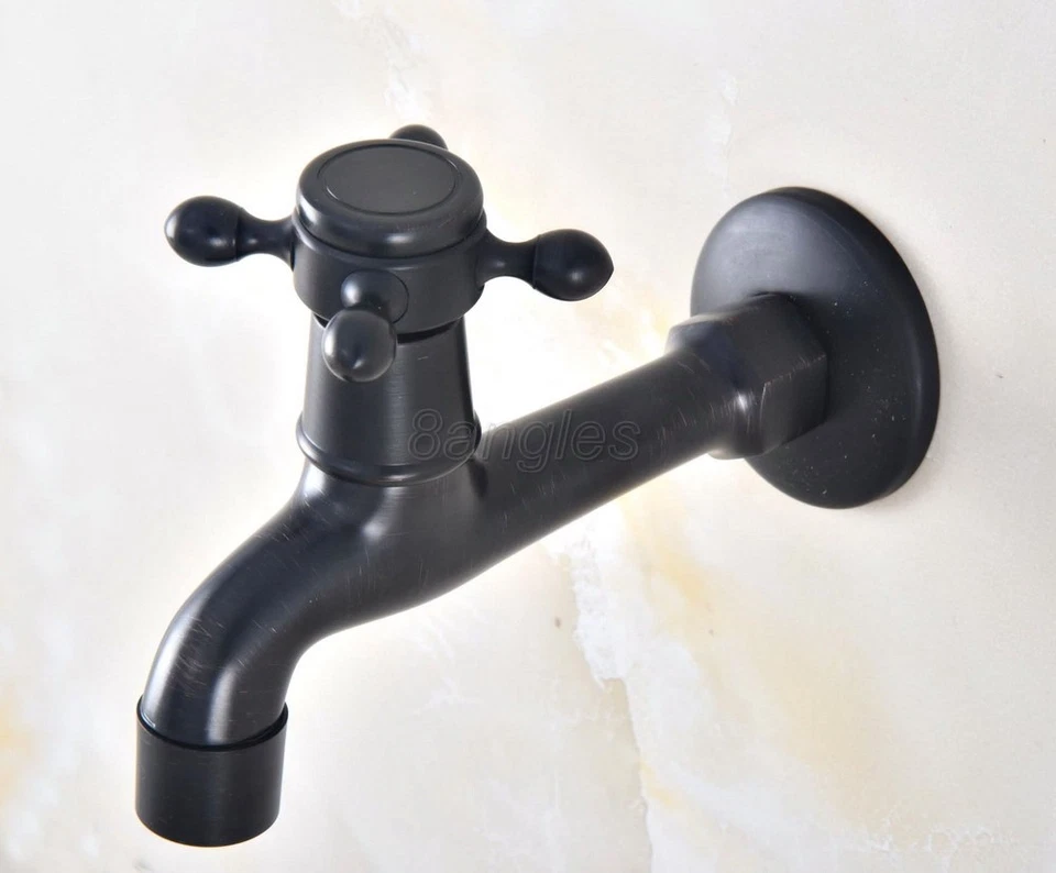 Black Oil Rubbed Brass Cold Water Wall Mount Bathroom Kitchen Tap Faucet 8av346 - Image 1 of 1