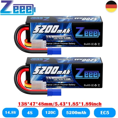 2x Zeee 4S Lipo Akku Batterie 14.8V 5200mAh 120C EC5 für RC Flugzeug Auto Truck - Bild 1 von 4