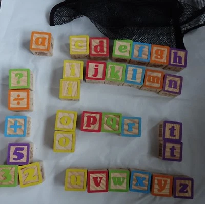 Melissa & Doug Deluxe Wooden ABC/123 33 Blocks Set With Storage Pouch  - Image 1 of 2