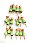 Vintage Italy Painted Wood Girl Birthday CakeTopper Candle Holders