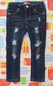 PinkLatte Girls 4 Blue Jeans Distressed Adjustable Waist *EUC* - Picture 1 of 4