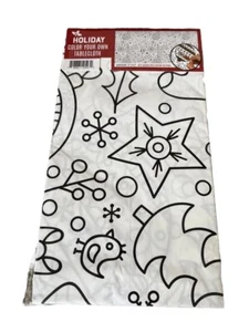NEW Christmas Tablecloth Kids Color Your Own 71" x 47" Ornaments Holiday Poster - Picture 1 of 4