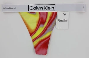 NWT Calvin Klein QF6776 "Reimagined Heritage" Logo Cotton String Thong Yellow - Picture 1 of 5