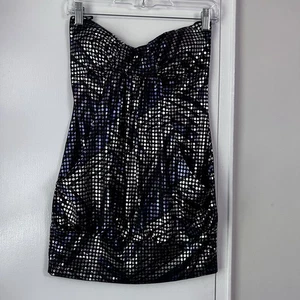 Wet Seal Y2K Metallic Sweetheart Ballon Mini Club Party Kleid - Größe Medium - Bild 1 von 11
