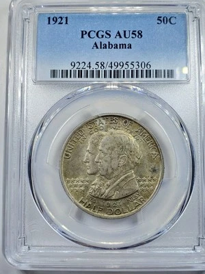1921 Alabama Commemorative Half Dollar PCGS AU58 Toned Everyman Set  - Image 1 of 4