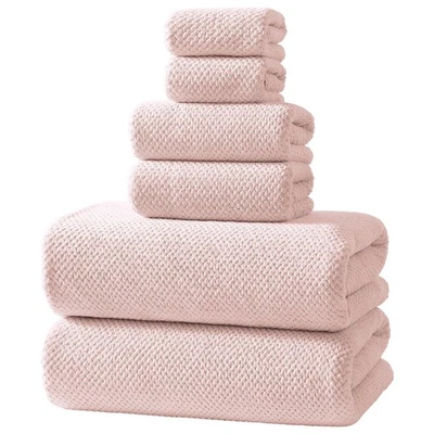 6pc Towel Set For Bathroom Gym, 2 Bath 2 Hand 2 Washcloths, Pink - Image 1 of 4