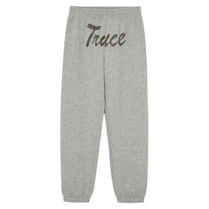 TRUCE Teen Girl Heather Grey Cotton Terry Sport Logo Sweatpants Kids Size L / 14 - Picture 1 of 4