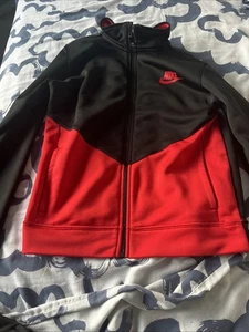 Red and Black Nike Kids Zip Hoodie Size m - Picture 1 of 4