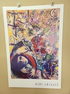 MARC CHAGALL - Litografia offset con cornice personalizzata 'Coppia alla finestra' - Foto 1 di 8