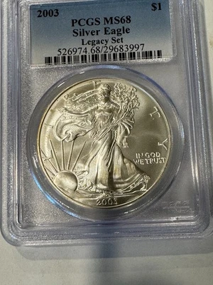 2003 American Silver Eagle $1 PCGS MS 68 Legacy - Image 1 of 2