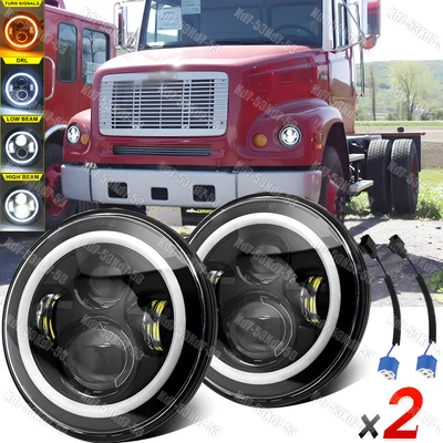 Faros LED proyectores redondos de 7 pulgadas haz alto/bajo para camión Freightliner FL112 Foto 1 de 4
