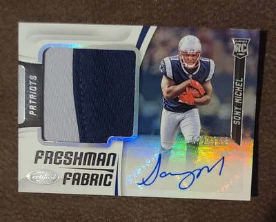 2018 SONY MICHEL Panini Certified FRESHMAN FABRIC Auto /199 (RC,AU,MEM) - Image 1 of 2