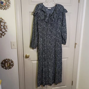 Vestido midi Universal Thread para mujer nuevo con etiquetas talla grande negro blanco cuello con volantes - Imagen 1 de 5