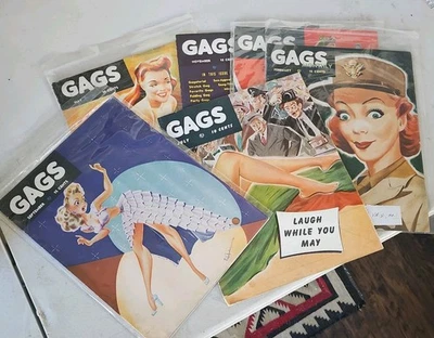 Gags Magazine Lot of 6  1940s Cartoons Pinup Girls WW2 Men's Mag  - Image 1 of 4