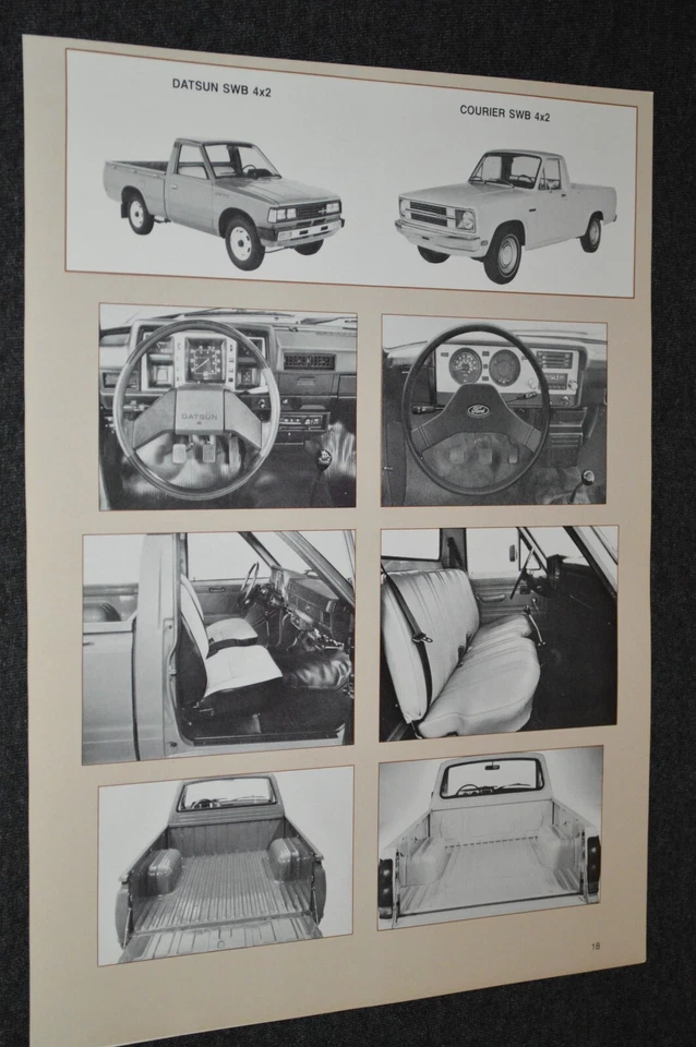 1982 DATSUN PICKUP VS FORD COURIER ORIGINAL DETROIT AUTOSHOW FIRST LOOK AD 82 - Image 1 of 1