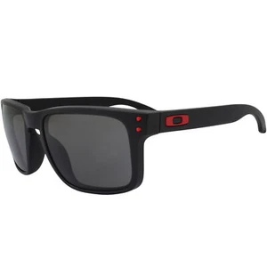 Oakley OO 9102-U255 Holbrook Matte Black Red Prizm Grey Lens Mens Sunglasses - Picture 1 of 1