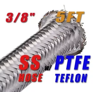 3/8" 9.6MM STAINLESS STEEL PTFE GAS ETHANOL HOSE PETROL LINE 5FT - Picture 1 of 1