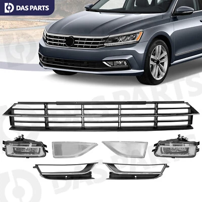 Front Bumper Lower Grille Fog Lights Set For 2012-2015 Volkswagen VW Passat Foto 1 de 4