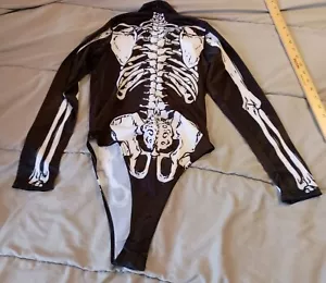 Dia De Los Muertos Outfit Black Skeleton Bodysuit Costume C5 - Picture 1 of 8
