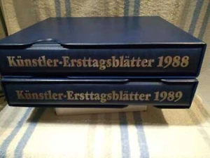 KÜNSTLER-ERSTTAGSBLÄTTER von 1988 und 1989 im Album mit Schuber "BITTE LESEN" - Bild 1 von 12