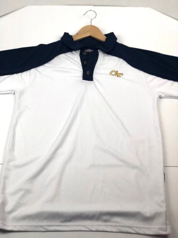 Russell Athletic Mens White Black Georgia Tech Polo Shirt Size S *Pre-Owned Cover
