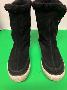 Converse ALL STAR CT Beverly Ladies Black Suede Faux Fur Sneaker Boots sz 6 - Picture 1 of 7
