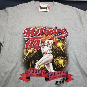 NEU VTG Lee Mark McGwire Cardinals Record Breaker Shirt XL Baseball MLB grau - Bild 1 von 10