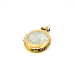Vintage Gold Filled Carved St. Christopher Protect Us Oval Locket Charm Pendant - Picture 1 of 8