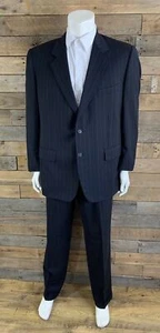 CORNELIANI Italy Luxury Mens Blue Pinstripe Wool Suit Jacket 42 Trousers W40 L32 - Picture 1 of 9