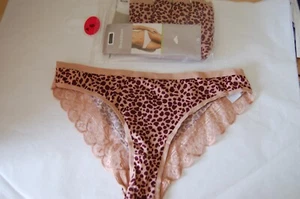 5 Pairs Brazilian Briefs Brown/Beige Animal Print Unbranded Size UK 6 BNIP - Picture 1 of 2