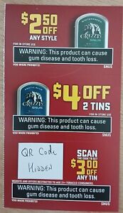 Lot of three (3) Grizzly SNUS coupons  ~$9.50 value, expire 7/31/24