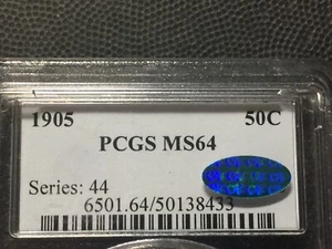 PCGS  MS64  1905-P   CAC Green Sticker   Barber Half Dollar   Older Blue Holder - Picture 1 of 5