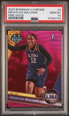 Mikaylah Williams 2023-24 Bowman University Chrome Pink Wave Card /125 #4 PSA 10 - Image 1 of 2