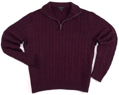 NEW Banana Republic Cotton/Nylon/Wool Men's Extra Large XL Plum Half-Zip Sweater - Image 1 of 4