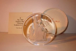 1980 Danbury Mint Christmas Sculpture in Crystal The Three Kings With Box - Picture 1 of 6