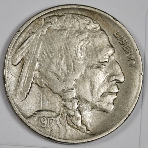1917 Buffalo Nickel.  Error. 2 feathers.  XF.  187715 Cover